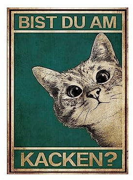 LongZYU Immagini Gatto Divertenti da Parete Stampe Artistiche Poster Bagno con scritta Dipinto su tela Gatto Stampe su tela Decorazioni della casa Vintage Canvas Toilette Decor Senza Cornice（32x23 cm）