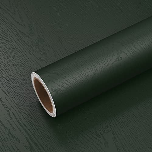 VEELIKE Pellicola Adesiva Legno Verde Scuro Vintage Carta da Parati Effetto Legno Carta Adesiva per Mobili Camera da Letto Pellicola Autoadesiva per Cucina Impermeabile Adesivo per Mobili 40cm×300cm