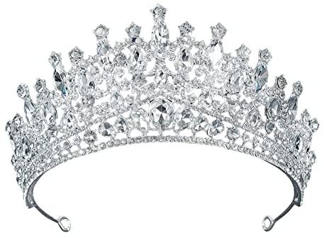 URFEDA Brautschmuck Tiara Prinzessin Diadem Kristallkrone Kristall Strass Hochzeit Braut Königin Krone Geburtstagskrone Tiara Diadem für Hochzeit, Festzüge, Party,Kostüm Accessoires