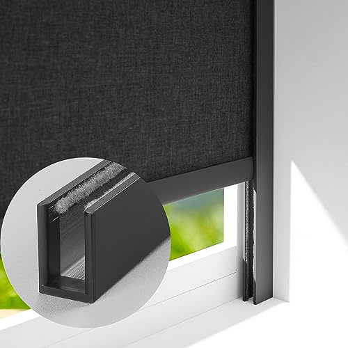 ZSTARR U Channel Aluminium Alloy Light Blocking Strips for Roller Blinds Light Gap Blockers Window Shades Side Rail Tracks Bedroom Sleep Nursery (Black,58,2Pcs)