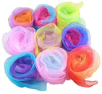 Gogogmee 12 Neon-Nylon-jonglier-tanzschals Bühnenrequisiten Tanzgruppe Kindergartentasche Zubehör Weich Hautfreundlich Zufällige Farbe