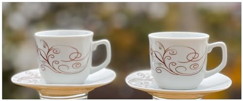 Topkapi Home - Set expresso Princess - Décor TK-892 | 6 tasses et 6 soucoupes | - V ~ 105 ml - H ~ 6,1 cm - Merveilleux comme kit expresso, kit moka - Porcelaine - Pour 6 personnes