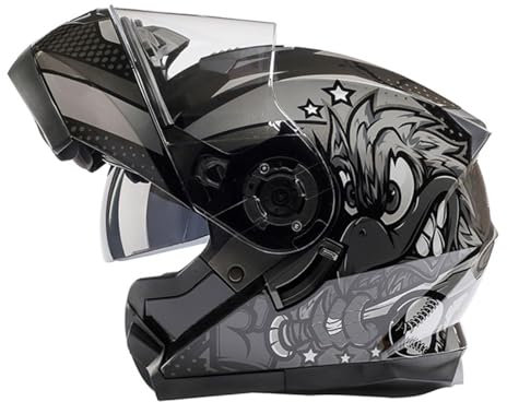 Integralhelm Motorradhelm Klapphelm,Erwachsene Motocross Helm Sturzhelme DOT ECE-Zugelassener Integralhelm Roller-Helm Moped-Helm Mit Doppelvisier Flip Vollvisierhelm 10,XL