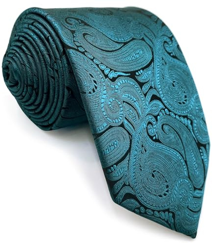 S&W SHLAX&WING Corbata para hombre con estampado de cachemira azul verde azulado para trajes XL tejido clásico extra largo 160cm