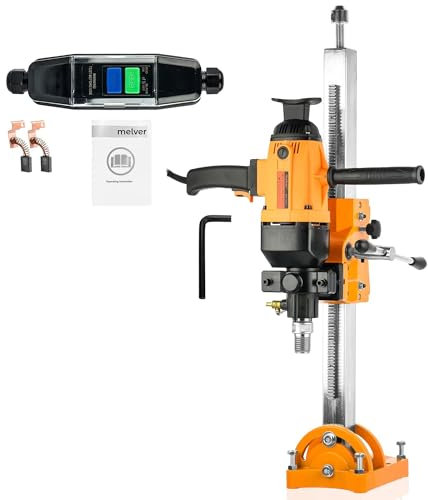 MELVER Trapano a nucleo manuale 1880 W con supporto a nucleo – Trapano a nucleo diamantato con interruttore di protezione PRCD – Trapano a nucleo 2000 RPM per fori bagnati e secchi – Foro 22–155 mm