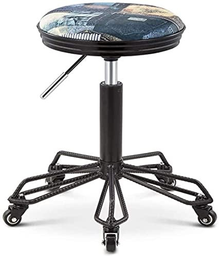 LXGJSQY Hocker auf Rädern Stilvoller Barbershop-Hocker im Retro-Stil Friseurstuhl Rollschuhstuhl für die Schönheitssalon-Bar (Farbe: Dunkelgrün, Größe: A) Hallo