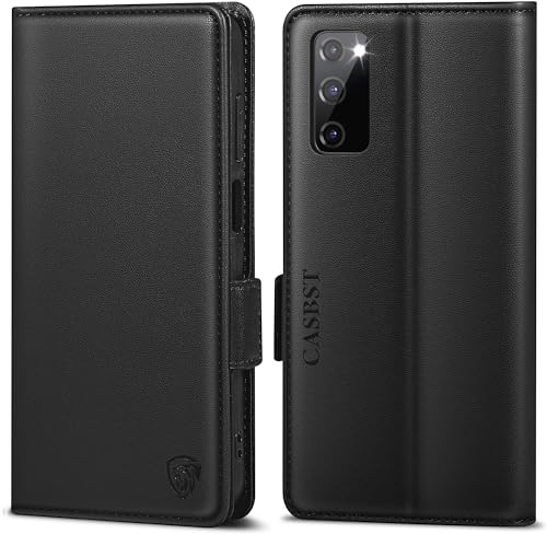 CASBST Handyhülle für Samsung Galaxy S20 FE Hülle Premium Leder Schutzhülle Klappbar mit Kartenfach Ständer Magnet Handytasche mit RFID Flip Case Cover Klapphülle für Samsung S20 FE 5G/4G Schwarz