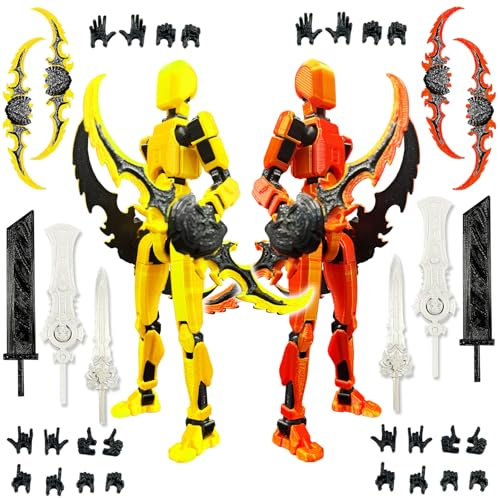 T13 figurine articulée set (assemblage terminé), 3D Imprimé multi-articulées, figurines d'action Titan 13, Dummy 13 Lucky Robot Nova, décorants de bureau pour les amateurs de jeu Toys (Or Rouge)
