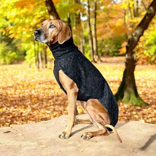 EDEL&SCHNELL Hundemantel wasserdicht, Woll-Wintermantel für Ridgebacks, Dalmatiner, Weimaraner und andere schlanke Rassen, Hunde Wintermantel Größe 75-80