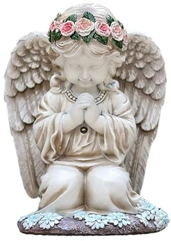 zenggp LumièRes Solaires Anges, Résine LumièRe Solaire d'ange Priant, Ip44 éTanche, DéCoration De Jardin ExtéRieur De CimetièRe 6~12 Heures, Figure De Jardin d'ange Solaire