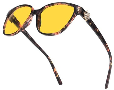 Myiaur Night Driving Glasses for Women, Anti Glare Night Vision Glasses Polarised Yellow Lens, Ideal for Nighttime/Foggy/Rainy