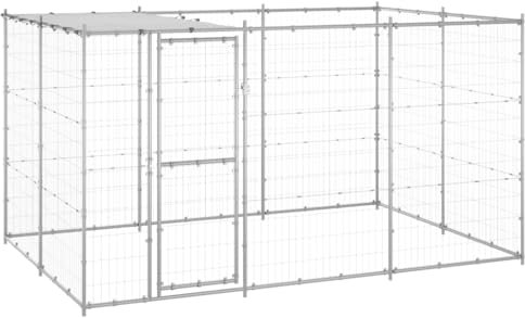 DYRJDJWIDHW hundebox alu,hundebox Metall,hundezwinger,Outdoor-Hundezwinger mit Überdachung Verzinkter Stahl 7,26 m²Entworfen für Garten und Terrasse.