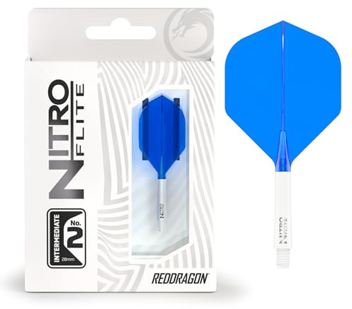 RED DRAGON Darts – Nitro Flite Integriert Dart Flights mit Schaft System – No.2 & Kite Dart Flight Form/Design- Erhältlich in Kurz, Dazwischenliegend & Medium - Profi schäfte & Flights Darts Zubehör