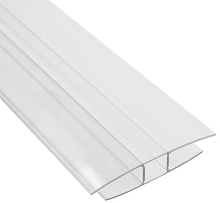 Clear H-Section Polycarbonate Sheet Joining Strip Muntin - 10mm, 3m