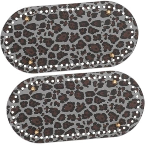 Tofficu 2 Pezzi di Base Inferiore per Borsa in Pelle Pu Stampata Fai da Te Accessori da 25 * 12 Cm Base Inferiore per Borsa in Pu Lavorata all'Uncinetto Stampa Leopardata 12 * 25 Cm