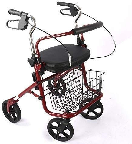 Gehgestell 4-Rad-Klapp-Roller-Gehhilfe - Senioren-Gehhilfe - Zusammenklappbarer Einkaufswagen - mit verstellbarer Griffhöhe