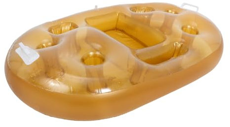 iplusmile Soporte Inflable para Bebidas Dorado Lentejuelas 98x60 Cm para Piscina, Posavasos Flotante para Fiestas Acuáticas, Accesorio Ligero y Decorativo para