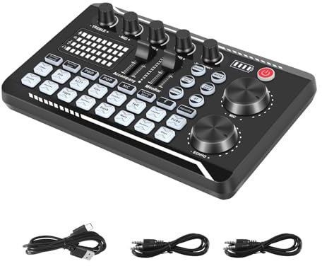 Pqahffowr F998 - Tarjeta de sonido para micrófono y sonido, interfaz de audio, tarjeta de sonido, consola de mezcla, amplificador para teléfono PC