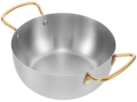 GLEAVI Olla De Cocina Doble Asa De Acero Inoxidable Resistente Al Calor Práctica Para Fideos Instantáneos y Sopa Para Uso Cocina Doble Asa