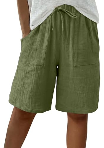HAOLEI Bermuda Shorts for Women UK Sale Clearance Knee Length Elasticated Waist Casual Loose Wide Leg Baggy Vacation Summer Beach Shorts