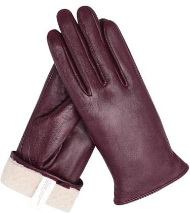 Knuffnee Damen Winter Lederhandschuhe Warme Gefüttert Handschuhe Autofahren Handschuhe