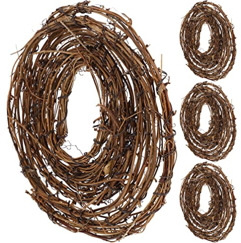 Healifty Natural Vine Branch Wreaths: 4 Pcs Holiday Hanging for DIY Christmas Craft Rattan Door Wall Wedding Decors Party