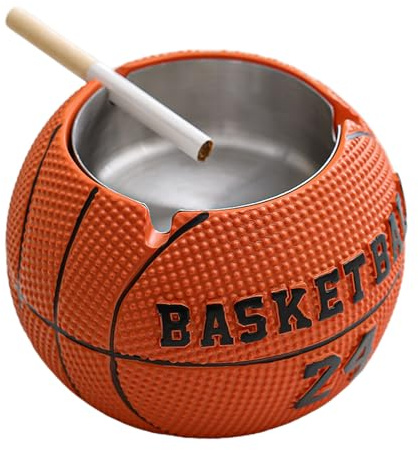 WaterTalk Cenicero con tapa para exteriores con diseño de baloncesto, impermeable, para patio, cenicero de cigarros para exteriores, portavasos de coche y bandeja de malas hierbas, accesorios geniales