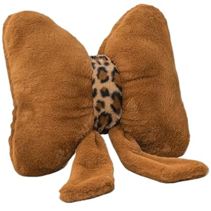 YIUPEDRFG Coussin imprimé léopard, Motif Papillon, Coussin de lit, Motif Fleur, Imitation Fourrure de Lapin, Doux pour la Maison et la Voiture, Noeud Papillon Marron