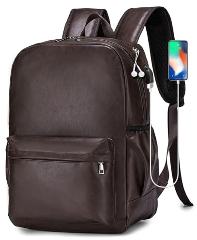 SPAHER Zaino da Viaggio PU Pelle Aereo 40x30x20 Ryanair Wizzair Zaino Porta PC 15,6 Pollici con Porta di Ricarica USB Donna Uomo 25L Piccolo Zaini da Cabina Lavoro Bagaglio a Mano Travel Backpack