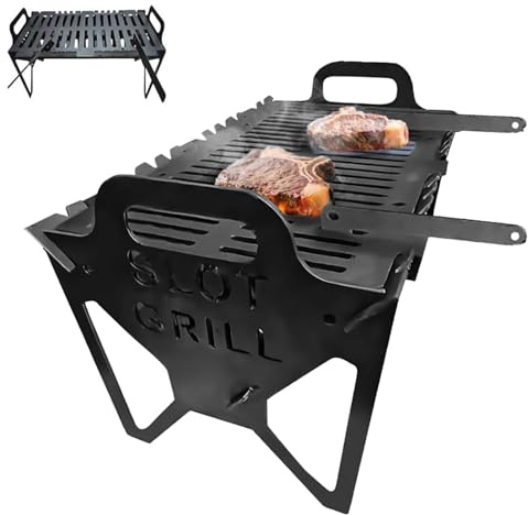 Griglia Barbecue Pieghevole | Barbecue in Metallo Trasportabile a Carbone | Accessorio Compatto Robusto Per Affumicare Esterno Terrazza Giardino Balcone Spiaggia Rv