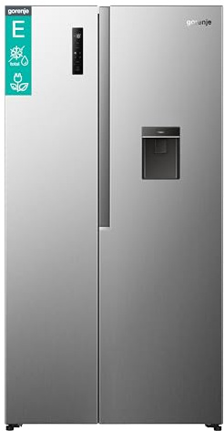 Gorenje NRS917E41XWD Kühl-Gefrierkombination/Freistehend/ 541L/ 39dB/ EEK: E/NoFrost Plus/Wasserspender/Multiflow 360°/ CrispZone/SuperCool/FastFreeze/(BxHxT): 91,1 × 178,6 × 61,5 cm/Grau