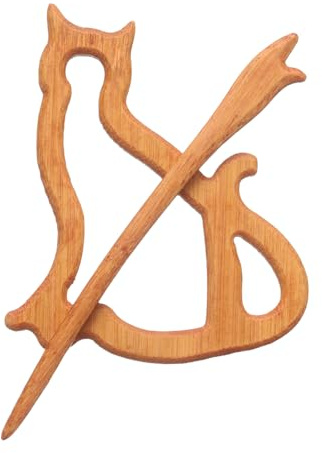 sourcing map Broche en bois en forme de chat, épingle à châle vintage pour pull, broche en bois mignon pour femmes, filles, écharpes, badges