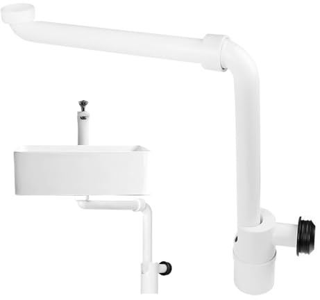 KUWUNG Sifón de ahorro de espacio de 1/4 pulgadas para lavabo, sifón ajustable a 360°, con cierre de olores, fregadero de tubo de drenaje, sifón de ahorro de espacio para baño, lavabo, desagüe blanco