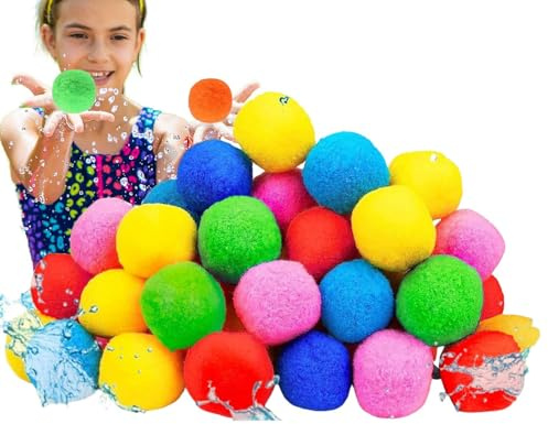 Wasser Bälle | Wiederverwendbare Schwammbälle Kinder | 60 Stück Bunte Wasserballons | Strandspielzeug für Kinder Erwachsene Familie Spiele Pool Garten Sommer Outdoor Spaß