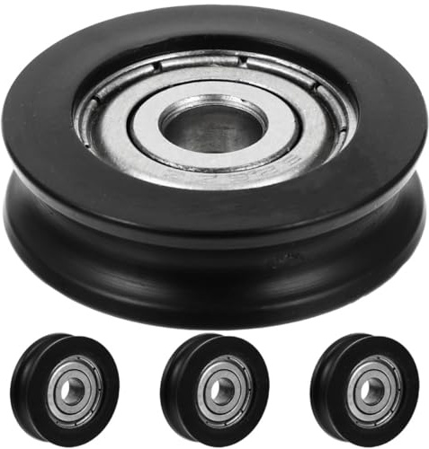 Roulette Rigide à Gorge en Pom pour Portes Coulissantes, Lot de 4 Noir