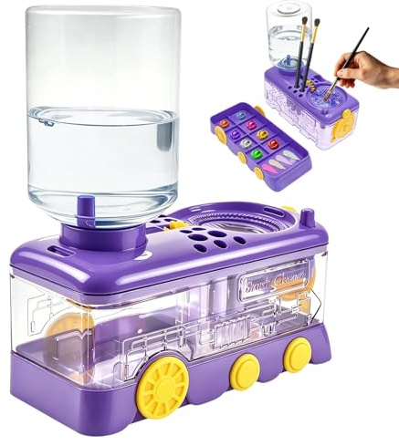 Paint Brush Cleaner Rinser, Press Button Auto Water Circulation Rinser Tool ABS Water Cycle Washer Cup for Acrylic Watercolor Oil Painting(Purple)