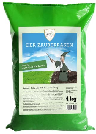 Linsor Zauberrasen, 4kg für 200m², schnellkeimende Rasensamen, hochwertige Samenmischung