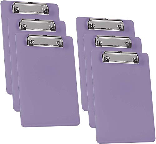 Acrimet Klemmbrett Memo (23.5 cm x 16 cm) Flacher Metallklammer (Violett Farbe) (Plastik) (6er-Pack)