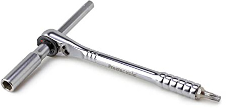 Prestacycle Pro T-Handle Ratchet and Extension, Portable Tool for use with standard 1/4 Hex Bits (not included), 60Nm Heavy-Duty & Compact Tools For Bicycle (Ratchet & Extension Only)