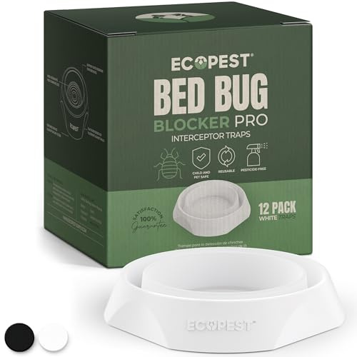 Bettwanzen Detektor – 12er Pack | Bettwanzenfalle Bed Bug Blocker (Pro) | Bettwanzen Test (Weiß) | Insektenfalle, Wanzen Monitor und Detektor für Bettbeine