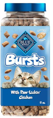 Blue Buffalo Bursts Crunchy & Creamy Cat Treats, Great for Training, Paw-Lickin' Chicken, 12-oz. Tub