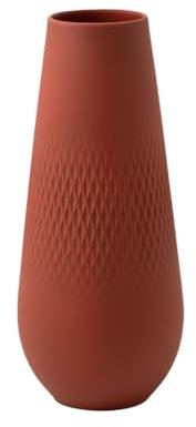Villeroy & Boch Manufacture Collier Terre Vase Carre hoch, eindrucksvolle Blumenvase für Kommoden und die Festtafel, Premium Porzellan, 26 cm,