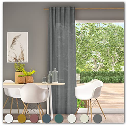 Neutex for you! MARA ECO Schal mit Multifunktionsband, Gardinenband, Vorhang, Gardine, Blickdicht, 245 x 144 cm (H/B), 485381, Made in Europe, Oeko-Tex Standard 100, warmes Silbergrau