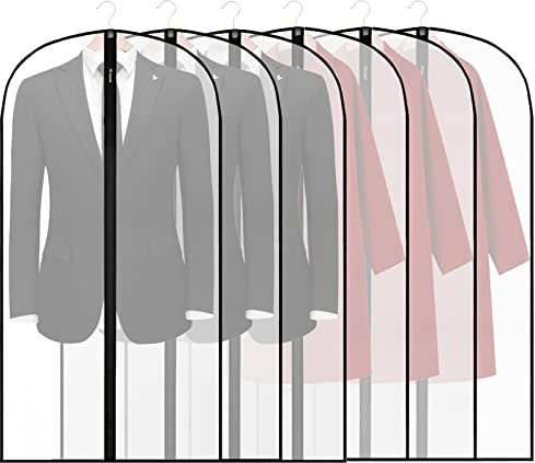 6 Stück Transparente Kleidersack Kleiderhüllen Abdeckung mit Reißverschluss, 60 x 120cm Kleiderschutzhüllen Jacke Mantel Kleider Abendkleider Schutz Kleiderhulle Anzughulle Anzugsack Durchscheinende