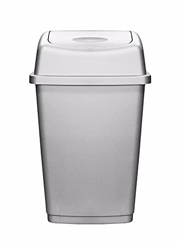 VTL® 50 LITRE PLASTIC WASTE SWING BIN - KITCHEN - HOME - RUBBISH - DUSTBINS - SILVER