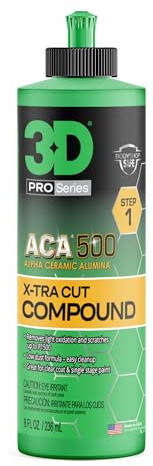 3D ACA 500 Cutting Compound – Step 1 Extra-Cut for Deep Paint Correction | Cuts P100 Grit or Finer | Body Shop Safe, Low Dust, Pro Detailer Formula | Made in USA - 8 oz