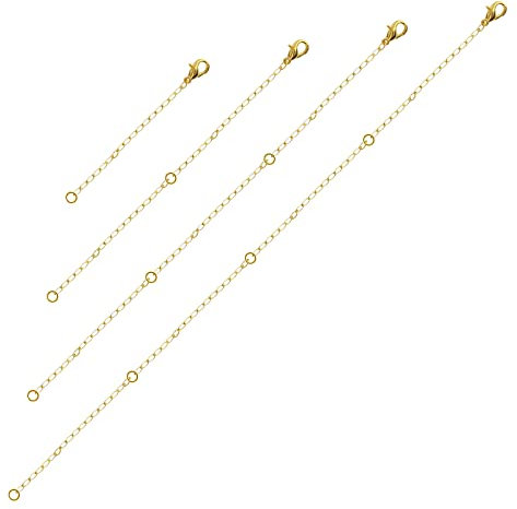 AIEX Necklace Extender, Necklace Extenders Gold Stainless Steel Gold Chain Gold Necklace Extender Extension Chains for Jewelry Gold Necklace Bracelet Anklet (2 4 6 8 Inches, 4pcs)