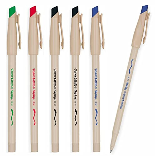 Newell Brands Replay Kugelschreiber, radierbar, 1,0 mm, mittlere Spitze, Schwarz, Blau, Rot, Grün, 6 Stück
