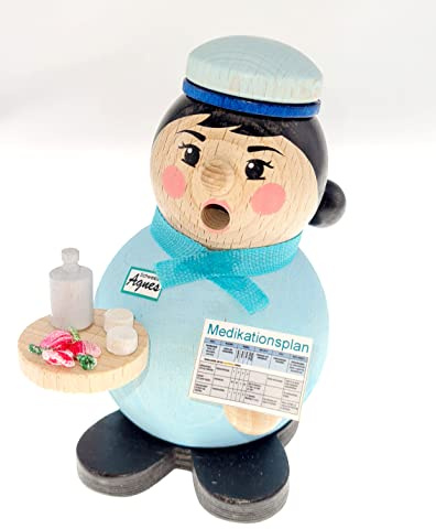 Rudolphs Schatzkiste Räuchermann Krankenschwester Agnes mit Spritze BxHxT 8,5x12x8,5cm NEU Rauchen Rauchfigur Rauchmann Räucherfigur Räucherkerze Smoker Kerze Figur Mann Holz Seiffen Erzgebirge Holz