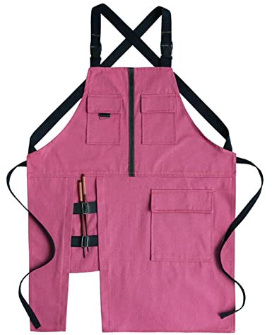 BATTTX Arbeiten Schürze, Tischlerschürze Schweißerschürze Wasserfest Canvas Werkzeugschürze Herren Damen, Perfekt for Garten Keramik Werkstatt Garage